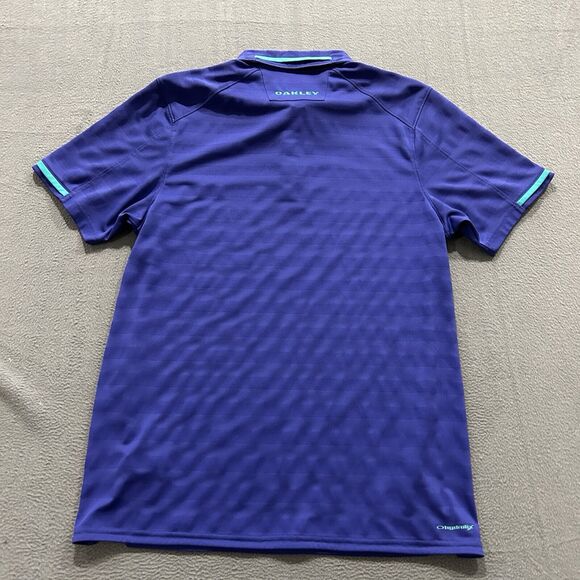 Oakley Shirt Mens Large Blue Green Center Logo Golf Polo Performance Hydrolix - Picture 7 of 12